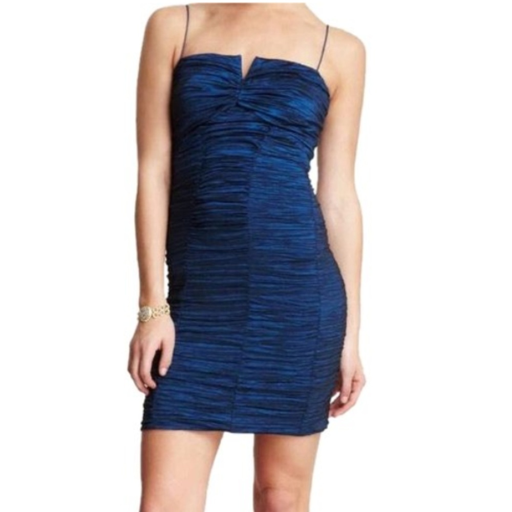 Nicole Miller Navy Blue Crinkled Dress - Picture 1 of 3